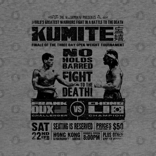 Retro Bloodsport Poster Kumite Frank Dux vs Chong Li by Fisherman Hooks Baits